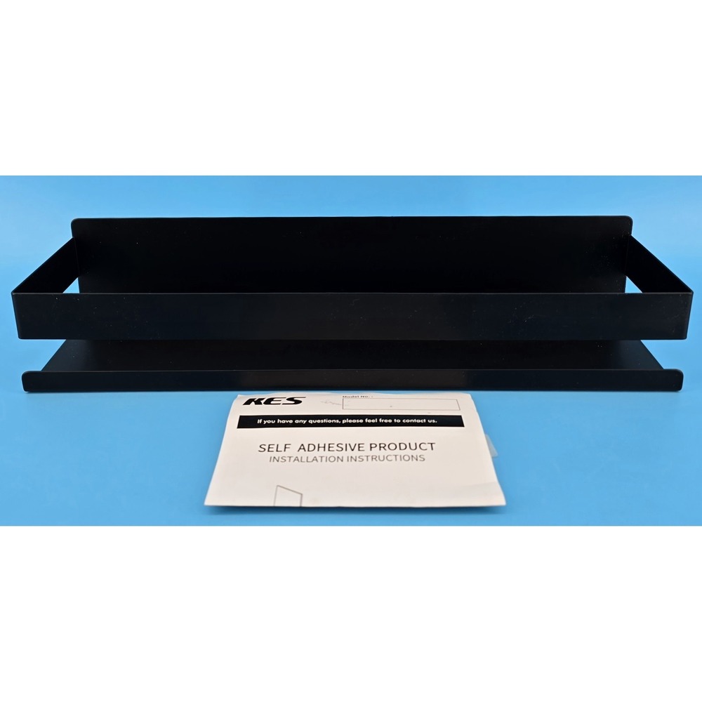 KES Shelf w/ Railing Self Adhesive Black Metal 4x16x3" Kitchen Bath‎ Office NEW